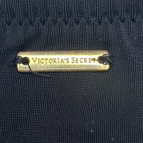Victoria's Secret L Black Strappy Cheeky Bikini Bottom Crochet Side Gold Label - Picture 5 of 9